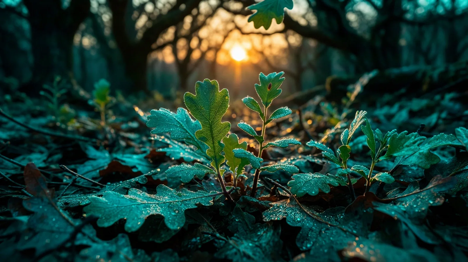 Bosque mediterráneo al amanecer